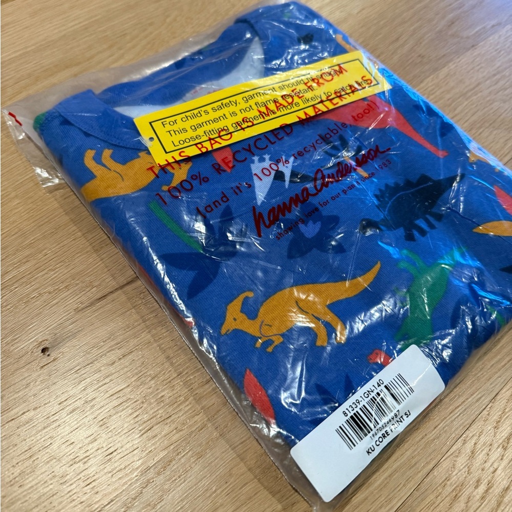 Hanna Andersson Blue Dinosaur Print Pajamas, short sleeve/shirts. Size 140 🦖🦕